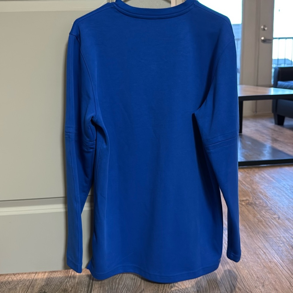 Nike Blue Long Sleeve Pull Over with Orange Swoosh - Picture 2 of 2